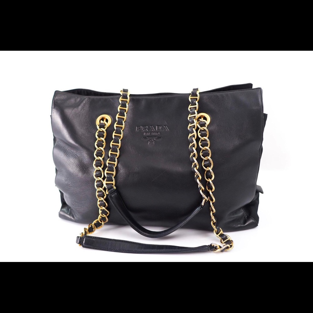 Authentic Vintage Prada! Black & Gold Chain Strap.